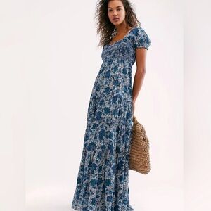 NWT • Free People Getaway Floral Maxi Dress, Blue